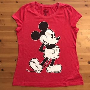 Red Mickey Mouse Cap Sleeve Disney T-Shirt
